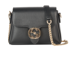 Interlocking GG Crossbody, Leather, Black, DB, 607720, 4*